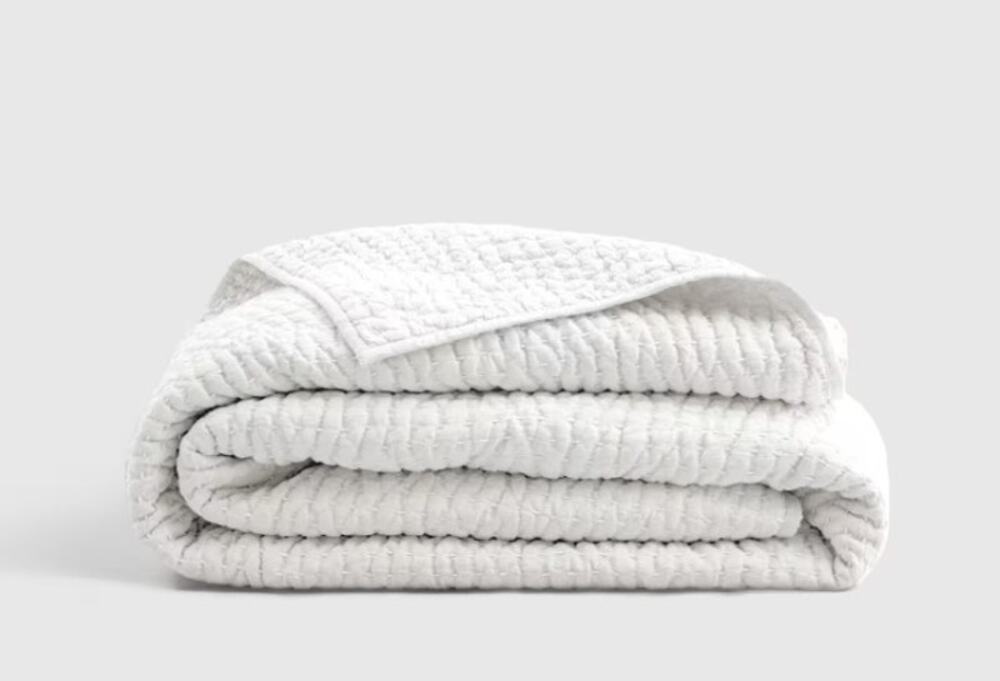 NEW Quince White European Linen Cotton Stitch Quilt King Calif King NO SHAMS